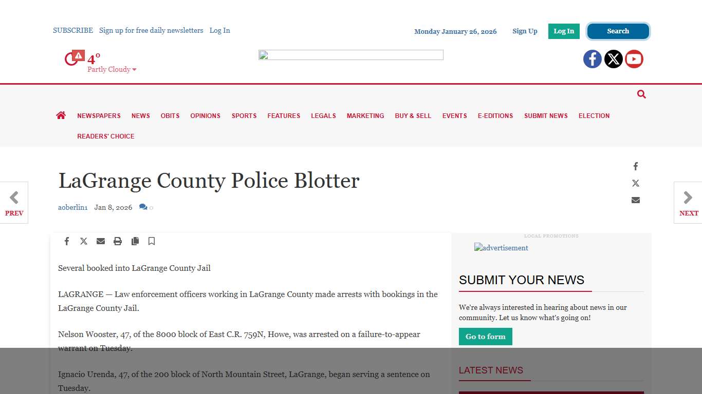 LaGrange County Police Blotter News Sun kpcnews.com